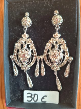 Pendientes Chapados  Rodio cristales Swarovski