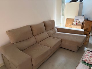 Sofá chaise longue 3/4 plazas tela beige