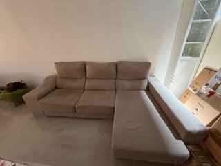 Sofá chaise longue 3/4 plazas tela beige