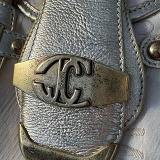 Borsa Just Cavalli pelle tessuto bianco oro