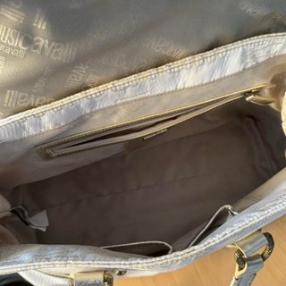Borsa Just Cavalli pelle tessuto bianco oro