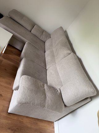 Sofá chaise longue beige tela