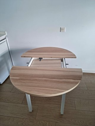 Mesa de comedor extensible ovalada madera y metal