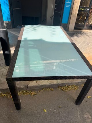 Mesa de jardín imitación ratán