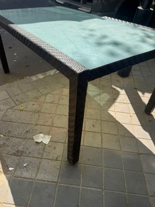 Mesa de jardín imitación ratán