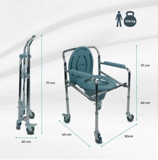 Silla de ducha y wc con ruedas plegable.