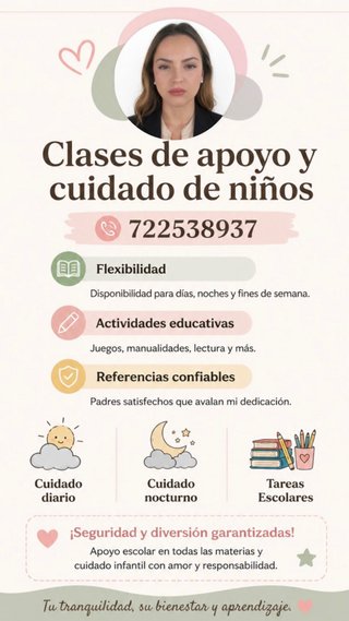 Clases de apoyo de cualquier materia/niñera