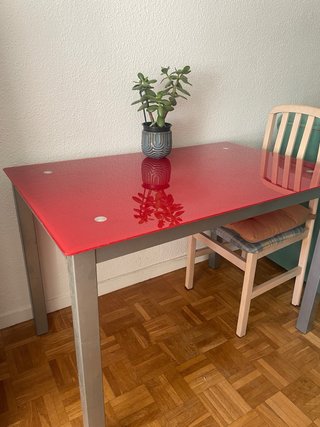 Mesa de comedor/ jardín robusta de cristal y metal
