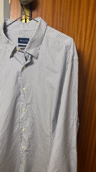 Camisa Massimo Dutti Quadriculada Azul e Branco