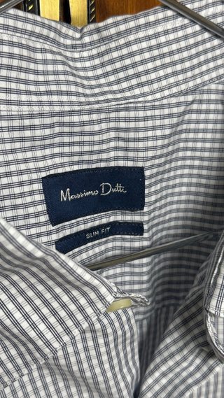 Camisa Massimo Dutti Quadriculada Azul e Branco