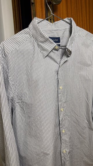 Camisa Massimo Dutti Quadriculada Azul e Branco
