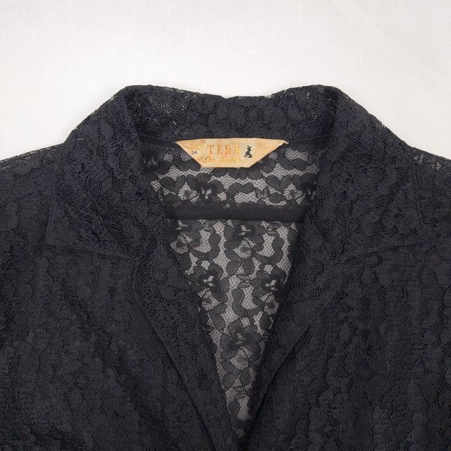 Tern De Luxe Vintage Black Lace Blouse Size XS S