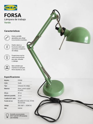Lámpara de escritorio verde articulada