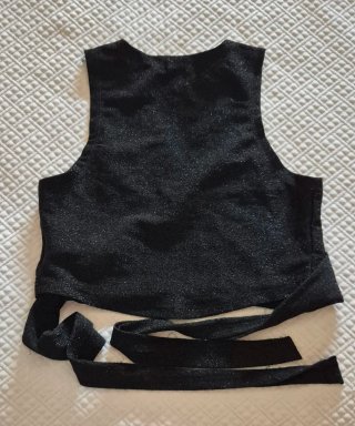 Top SHEIN Negro Brillsnte Cruzado Talla S