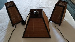Set di 3 Lampade in Bambù e Metallo