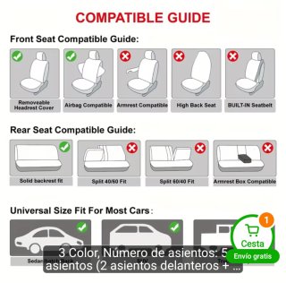 Juego 9 Fundas Asientos Coche Universales