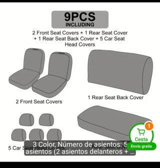 Juego 9 Fundas Asientos Coche Universales