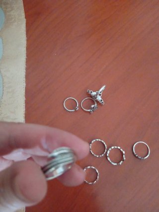 Lote de anillos plateados ajustables