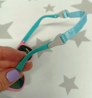 Gafas de sol para bebé rosas y turquesa con cinta