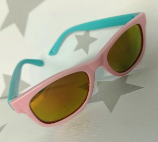 Gafas de sol para bebé rosas y turquesa con cinta