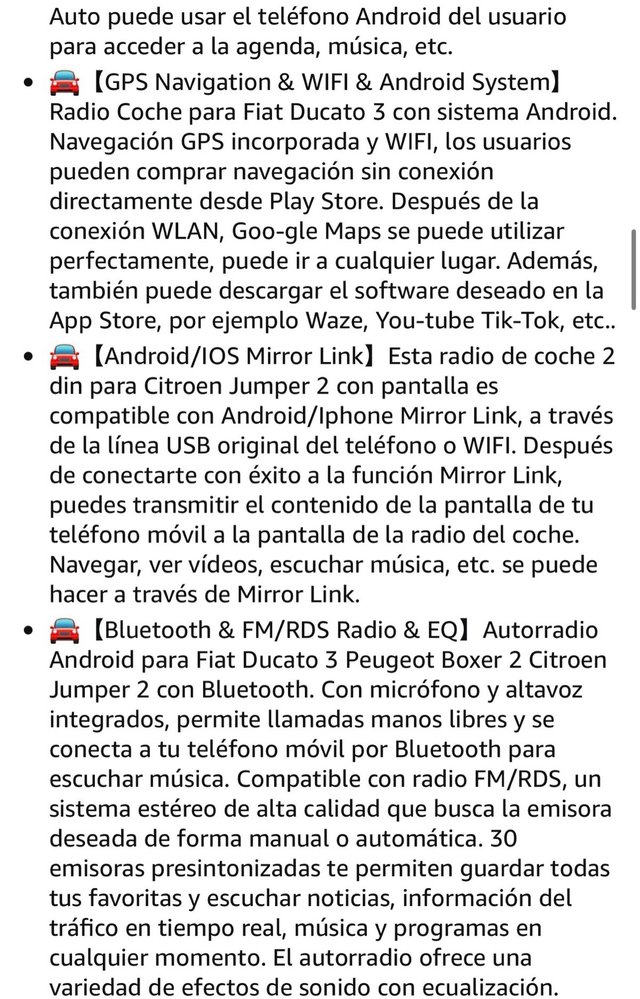 Pantalla CarPlay, para Fiat ducato