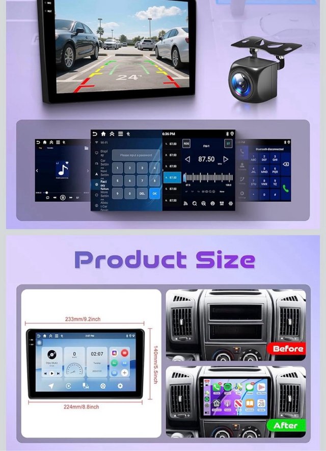 Pantalla CarPlay, para Fiat ducato