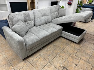 Sofá Cama Chaiselongue Gris Claro DOBLE ARCÓN