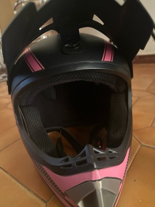 Casco Moto Negro y Rosa