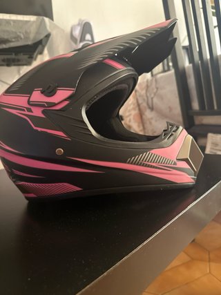 Casco Moto Negro y Rosa