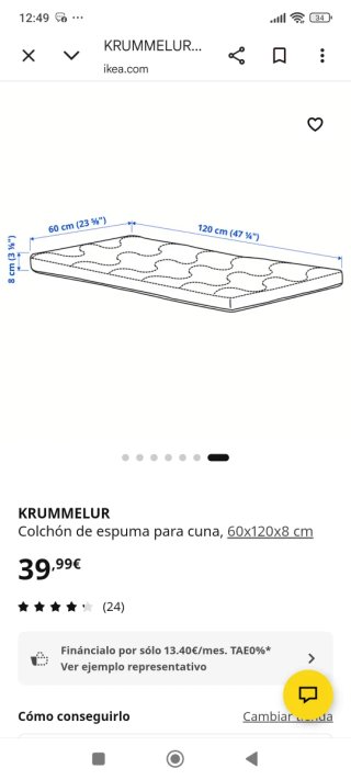 Cuna y colchón para bebé