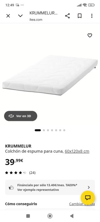 Cuna y colchón para bebé