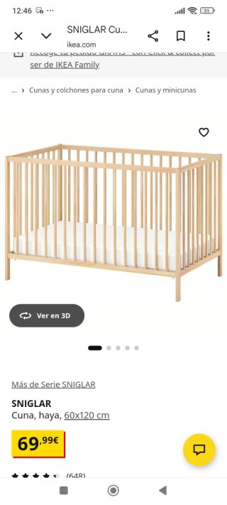 Cuna y colchón para bebé
