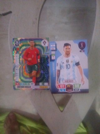 Cromo Messi y Cristiano Ronaldo Panini