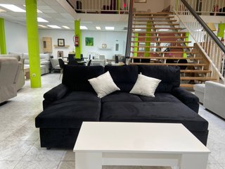 Sofá Cama Negro + Mesa Elevable Blanca