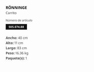 Carrito auxiliar madera Ikea RONNINGE