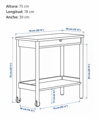 Carrito auxiliar madera Ikea RONNINGE