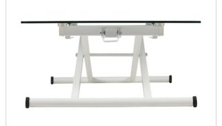 Mesa elevable cristal y metal blanca.
