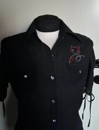 Camicia donna nera mezza manica