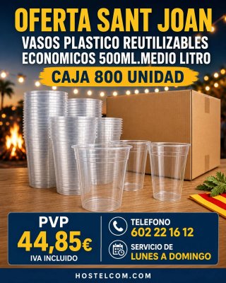 800 Vasos Plástico Reutilizables 500cc