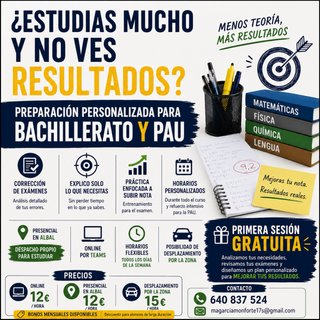 Clases de repaso bachillerato preparación PAU