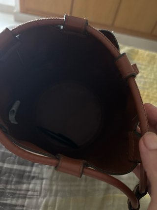 Bolso de lona beige y marrón