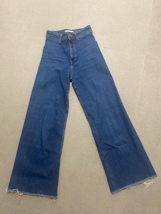 Pantalones Zara Campana Estilo 70s Azul