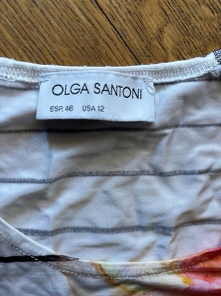 Camiseta Verano OLGA SANTONI Talla M Flores Rayas