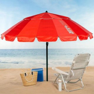 Sombrilla playa antiviento Ø240 cm Aktive roja