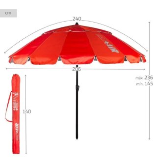 Sombrilla playa antiviento Ø240 cm Aktive roja