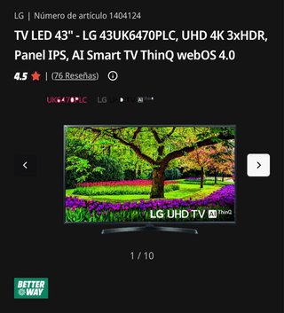 Televisor LG 43UK6470PLC Negro