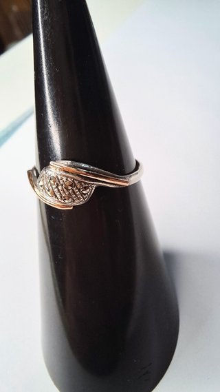 Anillo Vintage Talla 19 Plata Ley , oro y piedras