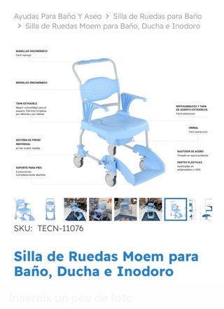Silla de Ruedas Moem para Baño/Ducha/WC