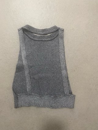 Top Zara Espalda Descubierta Gris