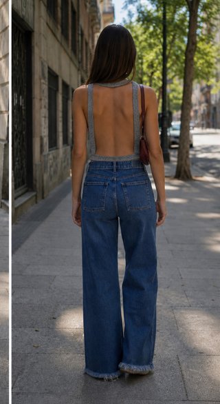 Top Zara Espalda Descubierta Gris